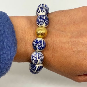 New Chinoiserie Bead Stretch Bracelet