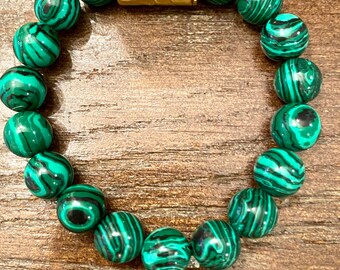 Faux Malachite Bead Bracelet