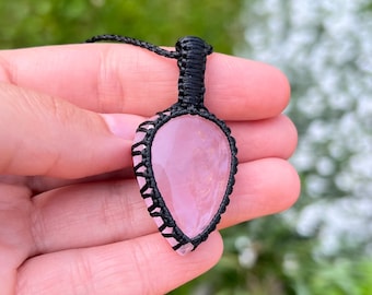 Rose Quartz Macrame Crystal Necklace