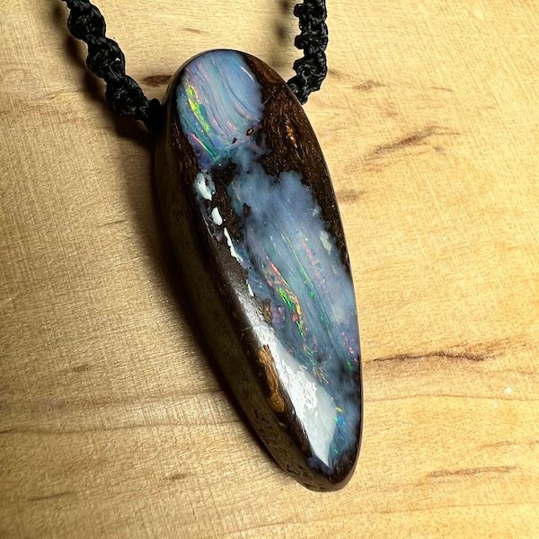 Australian boulder opal macrame necklace