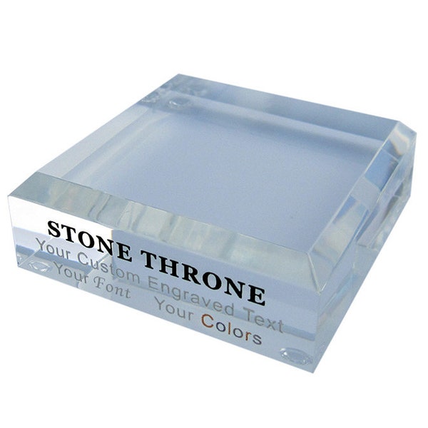Clear Acrylic Glass Display Stand, Custom Engraved Pedestal Base, Trophy, Crystal & Award