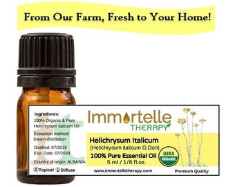 Helichrysum Italicum Essential Oil. 100% Organic & Pure by Immortelle Therapy. Therapeutic Grade. 5 ml