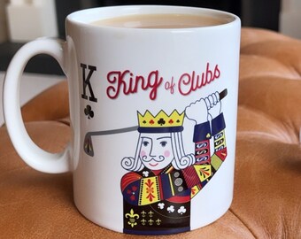 Personalised King of Clubs Golf Mug & Coaster Set | Unique Father&#39;s Day Gift for Golfers