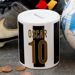 Personalisiertes Sport-Jersey-Sparschwein: Football, Fussball, Rugby, Basketball, Hockey - Personalisierte Teamfarben & Name