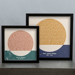 Benutzerdefinierte Songtexte Kunstdruck Poster gerahmt - Hochzeit Erster Tanzsong Jahrestag Vatertagsgeschenk Minimalistisch, Lieblingstexte Galeriewandgeschenke
