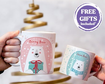 Paws and Cocoa - Your Personalized Polar Bear Family Mug Singles or Set – Christmas Gift, Home Decor, Xmas Eve Box, Gift for Her Him, Gifts