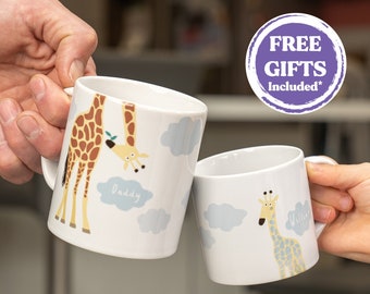 Giraffe Family Mugs Mummy and Daddy Mug with Toddler Mug | Family Gift for Any Occasion, Birthday Gift or New Home Gift, Home Decor, Gift