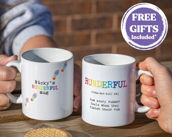 Personalised Running Mug - Running Gifts Set With FREE Coaster - Runderful Definition Mugs - Running Gifts for Her Him, Fathers Day Gift