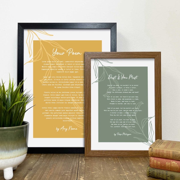 Personalised Poem Print of Any Poetry, Vows, Reading, Speech, Typography Poster for Mum, Wife, Girlfriend, Floral Design Wedding Gift Mam