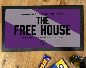 Personalised Home Bar Mat Runner Drip Tray | Customised Any Pub Name Perfect for Father's Day 2022 | Union Jack Purple Jubilee Garden Party