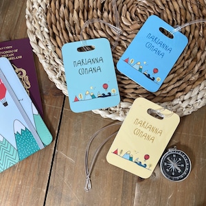 Etiquettes à bagage Adventure personnalisées pour valises d'enfants, sacs à dos, crèches et cartables