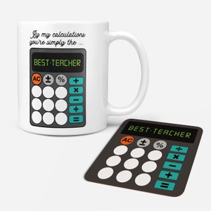 El mejor profesor de matemáticas del mundo Juego de tazas de regalo personalizadas Funny Present / School leavers gift fin of term Christmas mathematics lecturer tutor Mug + Coaster