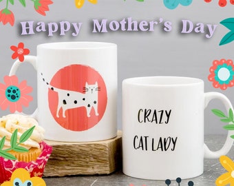 Peronalised Crazy Cat lady mug - featuring their car in own design - gift for cat pet lover or from cat