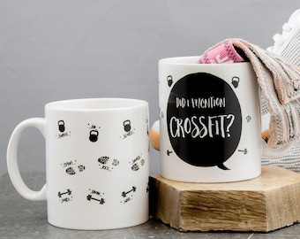 Funny crossfitter mug - Did I mention Crossfit - with personalised terms for fun Fathers Day gym gift - fitness present birthday