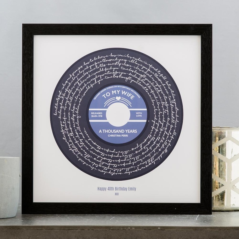 Any Song Lyrics Personalised Print Custom Vinyl Record Label Etsy