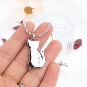 Cat Ashes Memorial Necklace – Stainless Steel Pet Urn Pendant | Engraved Cremation Jewellery Keepsake | Pet Loss Gift