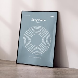 Personalised Song Lyric Print, Custom Circle Lyrics Wall Art, Anniversary Gift, Wedding Song Print, Favourite Song Poster with Frame Options
