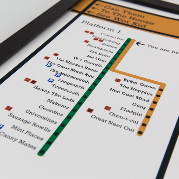 Geordie Slang Places /& Phrases PrintNewcastle Birthday Leaving Gift Home