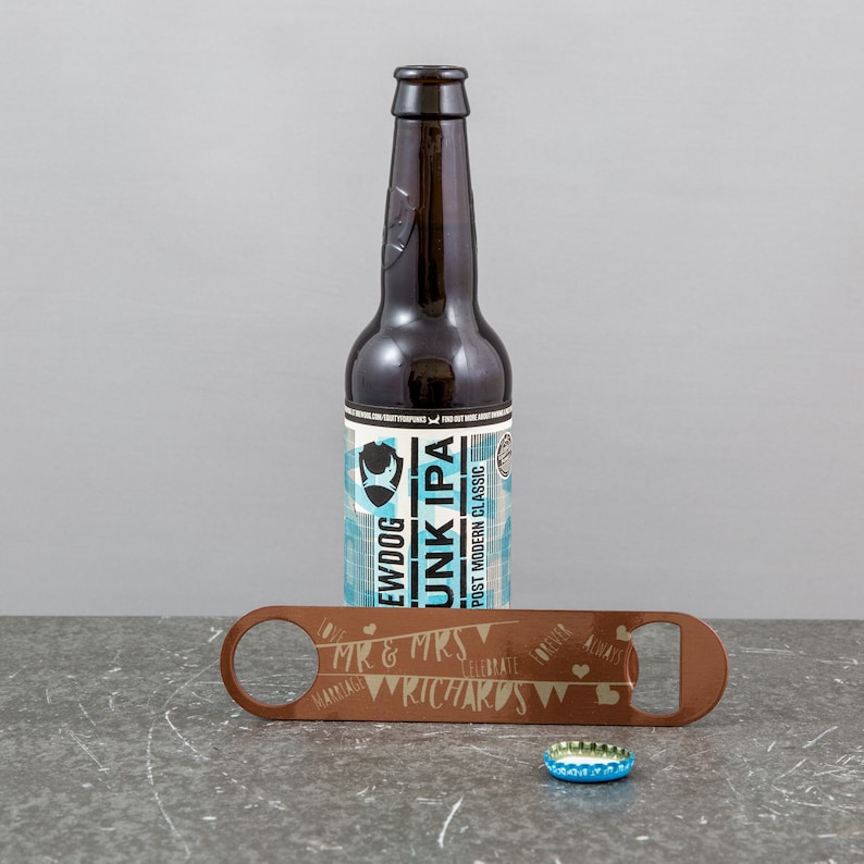 Personalised Bar Blade Copper Colour Vintage Bunting Bottle Etsy UK