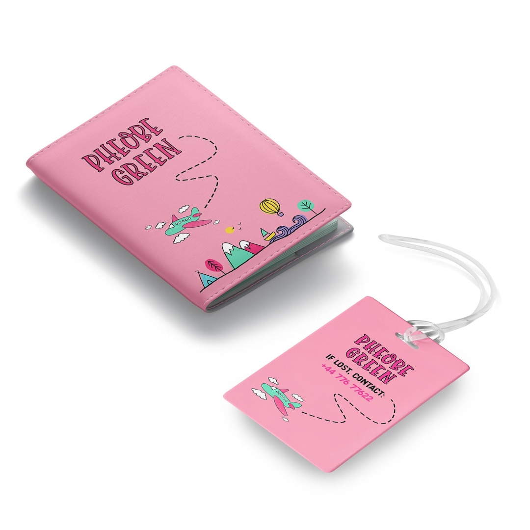 Personalised Girls Passport Holder & Luggage Tags Set Adventure Awaits