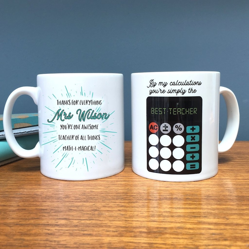 El mejor profesor de matemáticas del mundo Juego de tazas de regalo personalizadas Funny Present / School leavers gift fin of term Christmas mathematics lecturer tutor Mug only