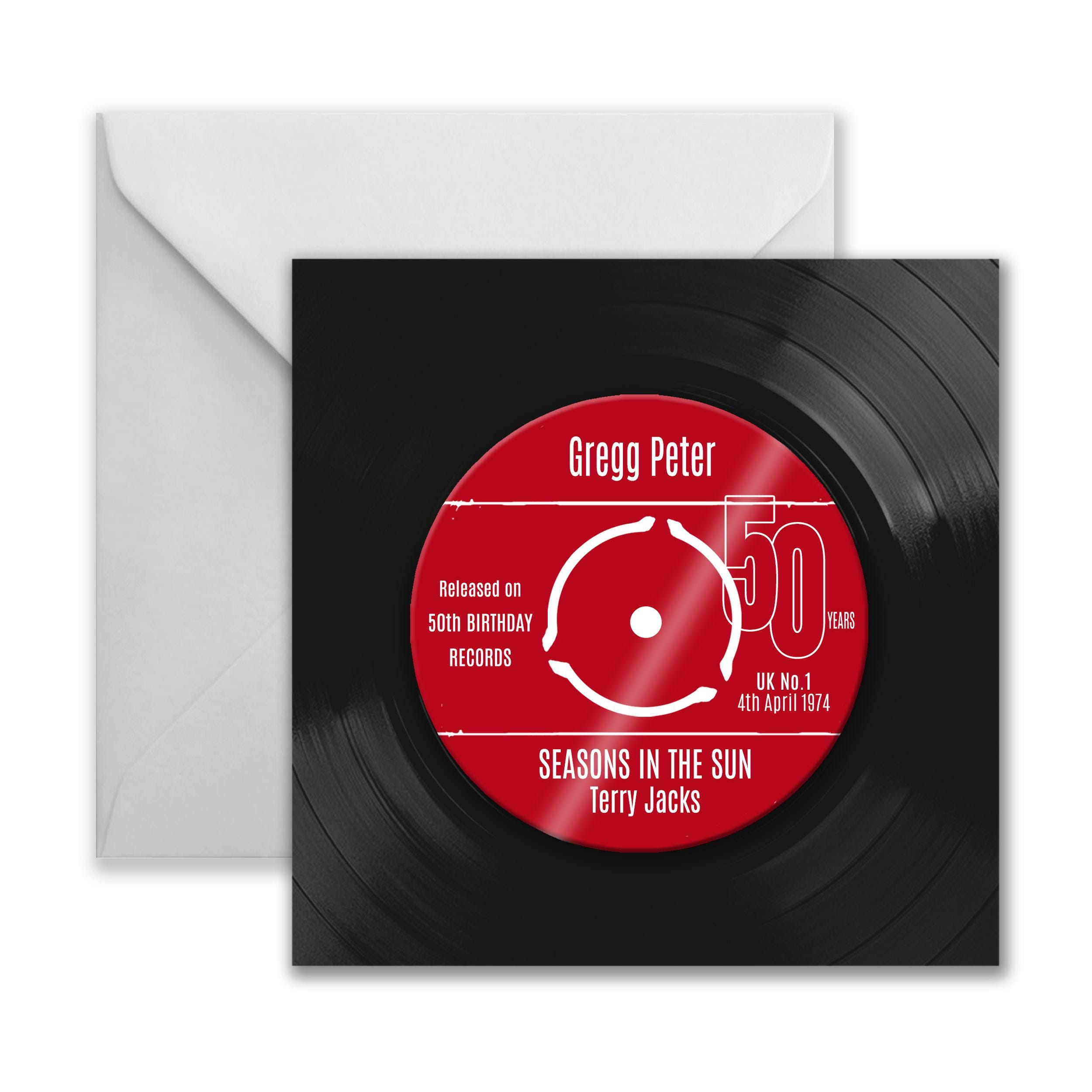 Presenting Perfection Geburtstagskarte Zum 50. – Vinyl-Schallplatten-Design, Handgemacht In UK