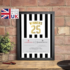 Newcastle United Carabao Cup 2025 Winners Stampa / Poster artistico di calcio / A4 - A1 / Opzioni con e senza cornice