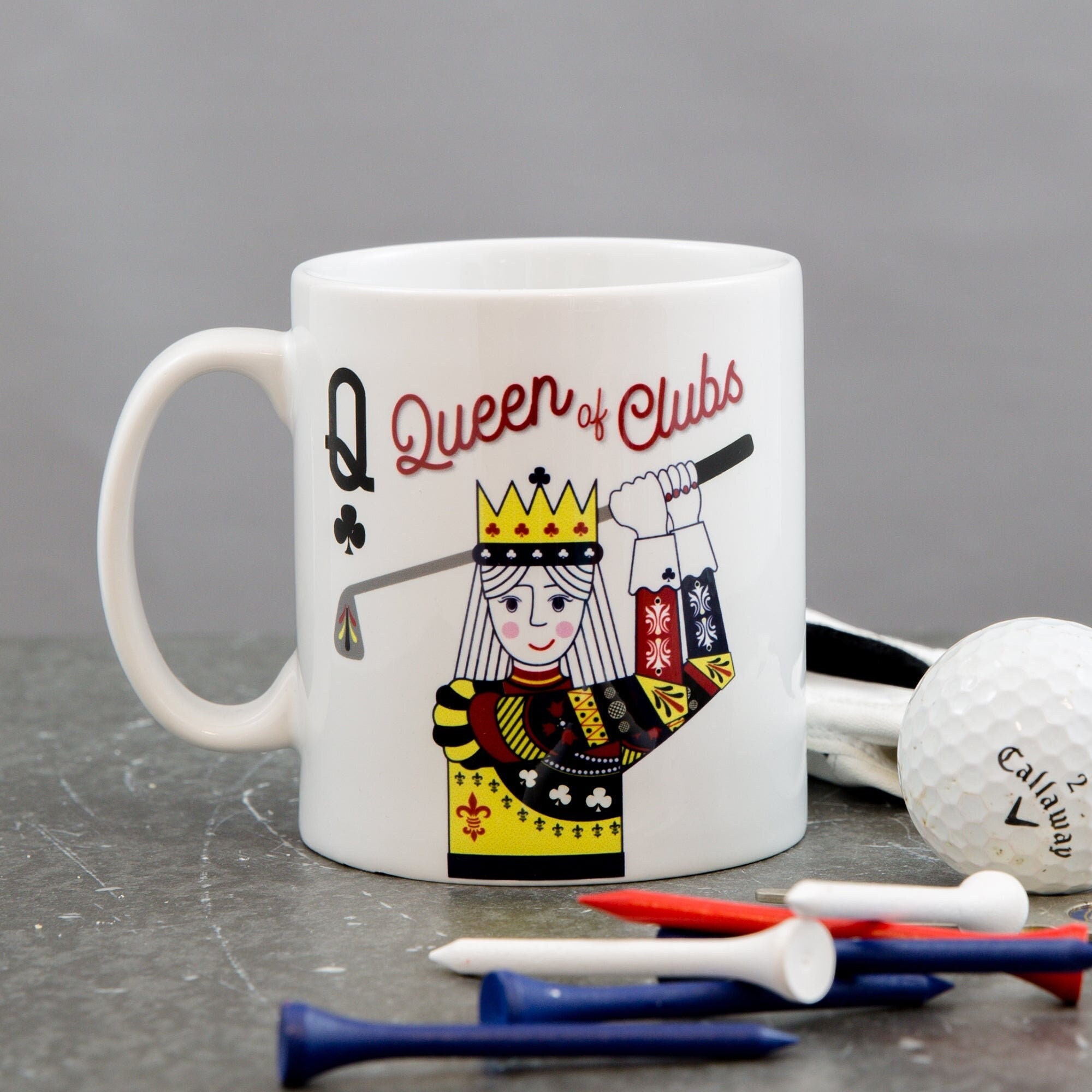 Personalised Queen of Clubs Golf Mug & Coaster Set | Funny Golfer Gift for Women | Mother's Day Stocking Stuffer