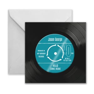40e verjaardag wenskaart en cadeau - Vinylplaat onderzetter van nummer 1 Single Day Born of favoriet liedje Vaderdag, verjaardagskaart, cadeau