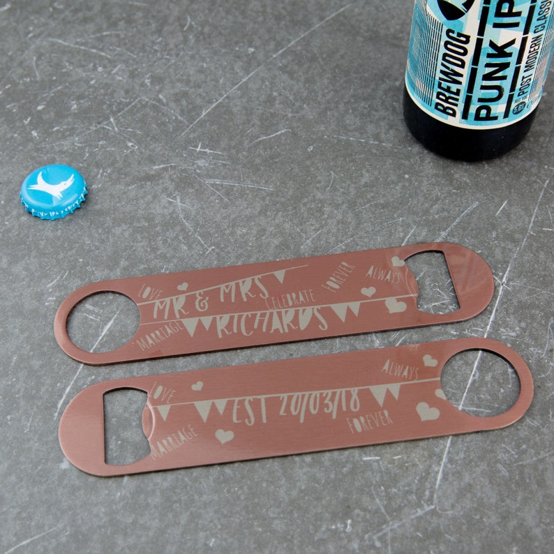 Personalised Bar Blade Copper Colour Vintage Bunting Bottle Etsy UK