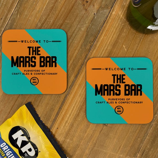 Personalise Home Bar Accessories Coaster Set of 2 Beer Mats - Craft Ale Designs - Custom Home Pub Accessory gift for Father's Day 2022 Dad