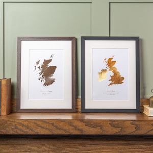 Personalisierte Metallic Folie Herz Map Print: Kupfer, Silber, Gold oder Roségold Hochzeitstag Geschenk