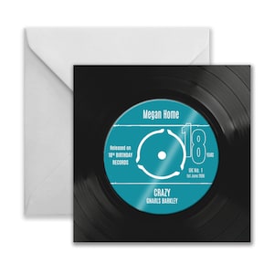 Carte de voeux et cadeau d'anniversaire pour 18 ans - Sous-verre pour disque vinyle numéro 1 né un jour ou chanson préférée