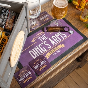 Custom Vintage Pub Dad’s Bar Set | Personalised Father’s Day Present | Family Name | Home or Garden Bar Accessory | Pub Snack Box | For Him