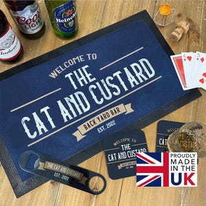 Custom Vintage Pub Bar Set - Personalised Father's Day Present | Family Name | Home or Garden Bar Accessory | Pub Snack Box Gift For Him
