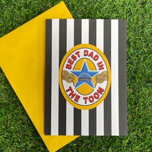 Best Dad in the Toon Geordie Greetings Card | Father’s Day Card | Best Dad Football Fan | Retro Newcastle Strip Brown Ale | For Geordies