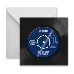 Carte de voeux et cadeau pour 70e anniversaire - Sous-verre pour disque vinyle numéro 1 né un jour ou chanson préférée