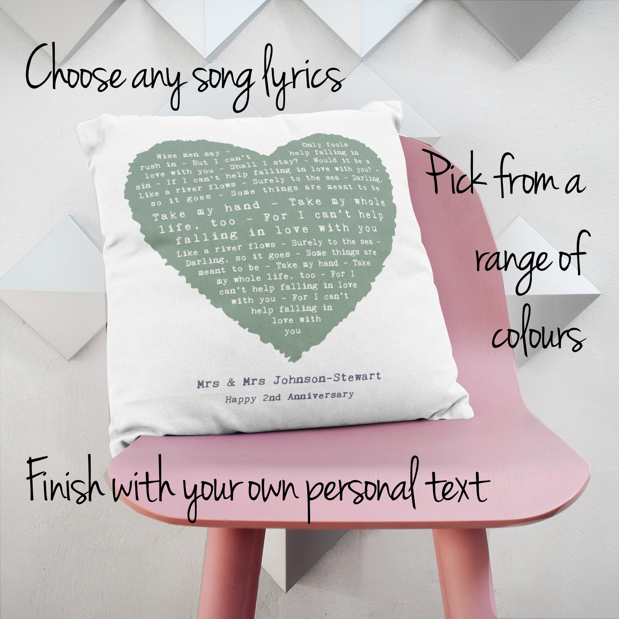 Kodaline "der eine" personalisierte Liedtexte Kissen 2nd Jahrestag Geschenk-Frau Kodaline "der eine" personalisierte Liedtexte Kissen 2nd Jahrestag Geschenk-Frau