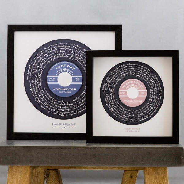 Personalisierte Song Lyric Prints - Individuell gefertigtes Vinyl-Plattenlabel Hochzeit Erster Tanz, Vatertag, Geschenk für Sie, Papa Bruder Papier Jahrestag