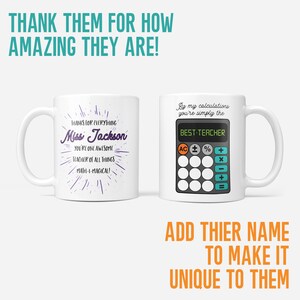 El mejor profesor de matemáticas del mundo Juego de tazas de regalo personalizadas Funny Present / School leavers gift fin of term Christmas mathematics lecturer tutor imagen 2