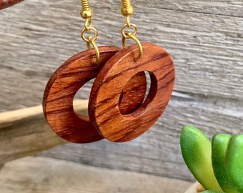 Padauk Wooden Circle Earrings