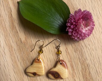Cedar Hearts Wooden Dangle Earrings