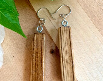Long Zebra Wood Stick Earrings