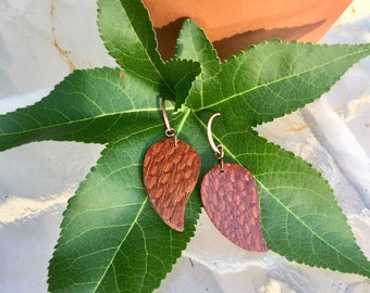 Leopard Wood Leaf Earrings