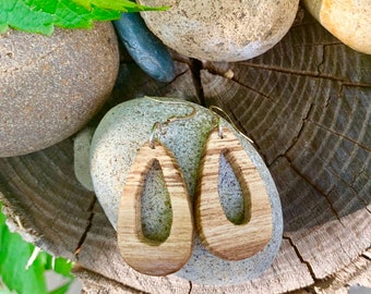 Open Teardrop Wooden Earrings