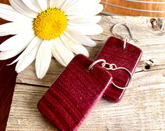 Purple Heart Rectangle Earrings