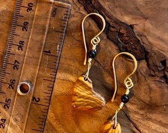 Olive Wood Hearts Dangle Earrings