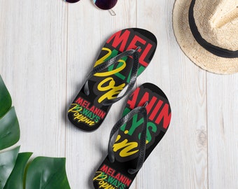 Melanin Poppin Flip Flops, Black Girl Magic, Regalo per lei, Regalo Ragazza, Flip Flops personalizzati, Sandali da spiaggia, Matrimonio Flip Flops