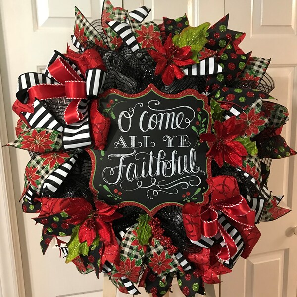 O Come All Ye Faithful Wreath, Jesus Wreath, Christian Wreath, Religious Wreath, Christ Wreath, Jesus Birthday Wreath