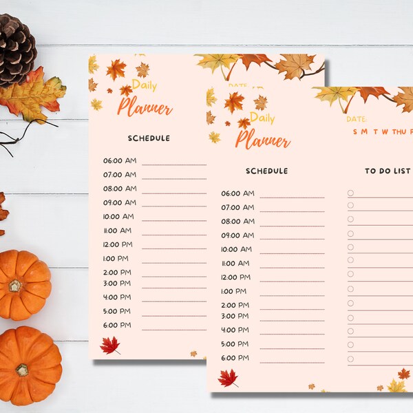 Printable & Downloadable Daily Fall Planner | Autumnal Organizational Tool for Productivity, Goals, and Seasonal Tasks